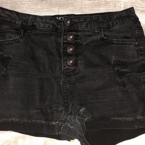 Black ripped jean shorts